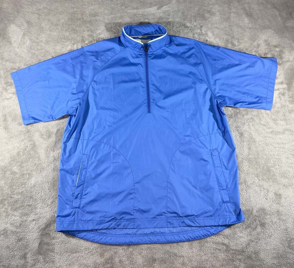 Donald Ross 1/2 Zip Short Sleeve Wind Shirt Pullover Blue XL Indian Hill Club